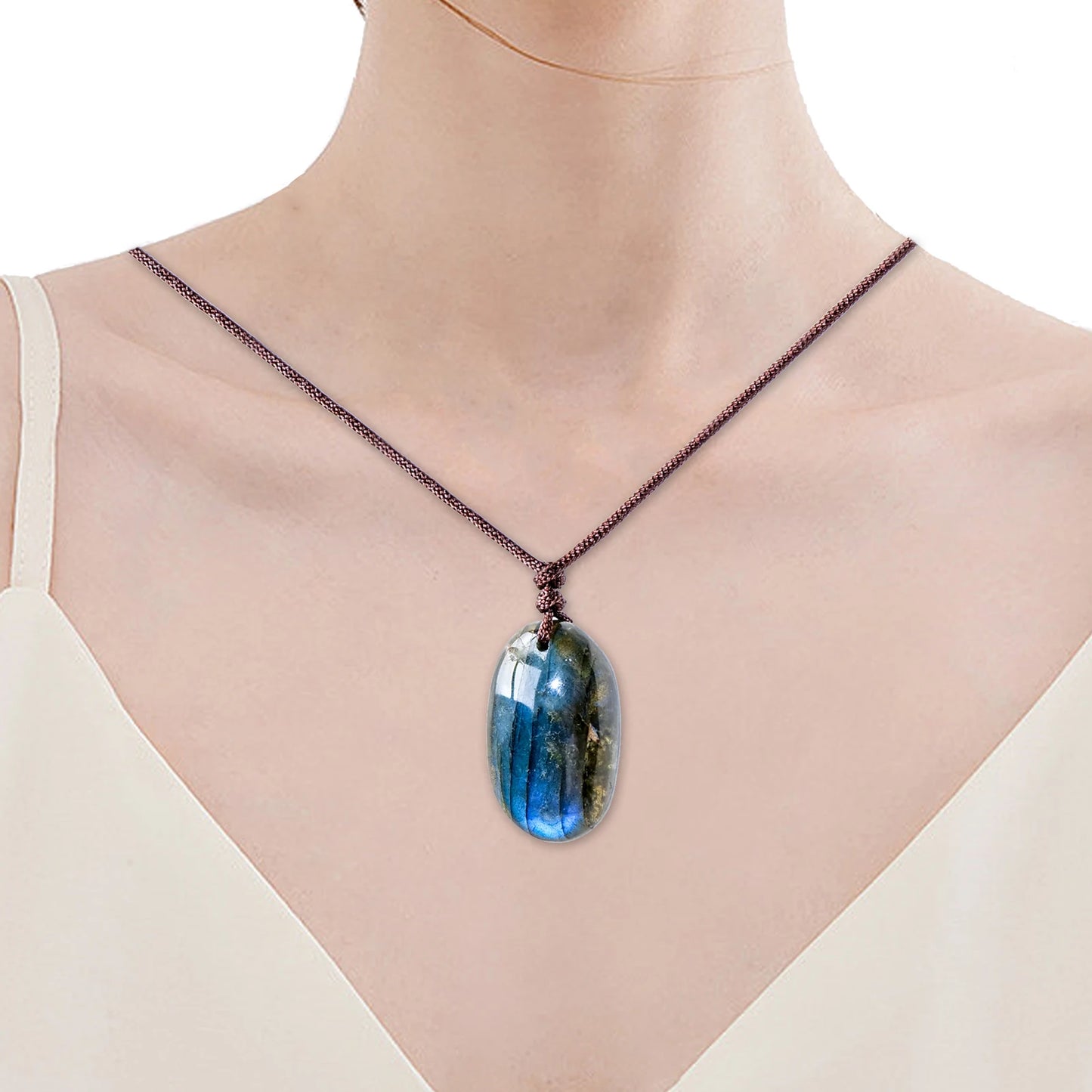 đ Collier Pendentif en Labradorite Naturelle â Harmonie, Protection & ĂlĂ©gance Intemporelle.
