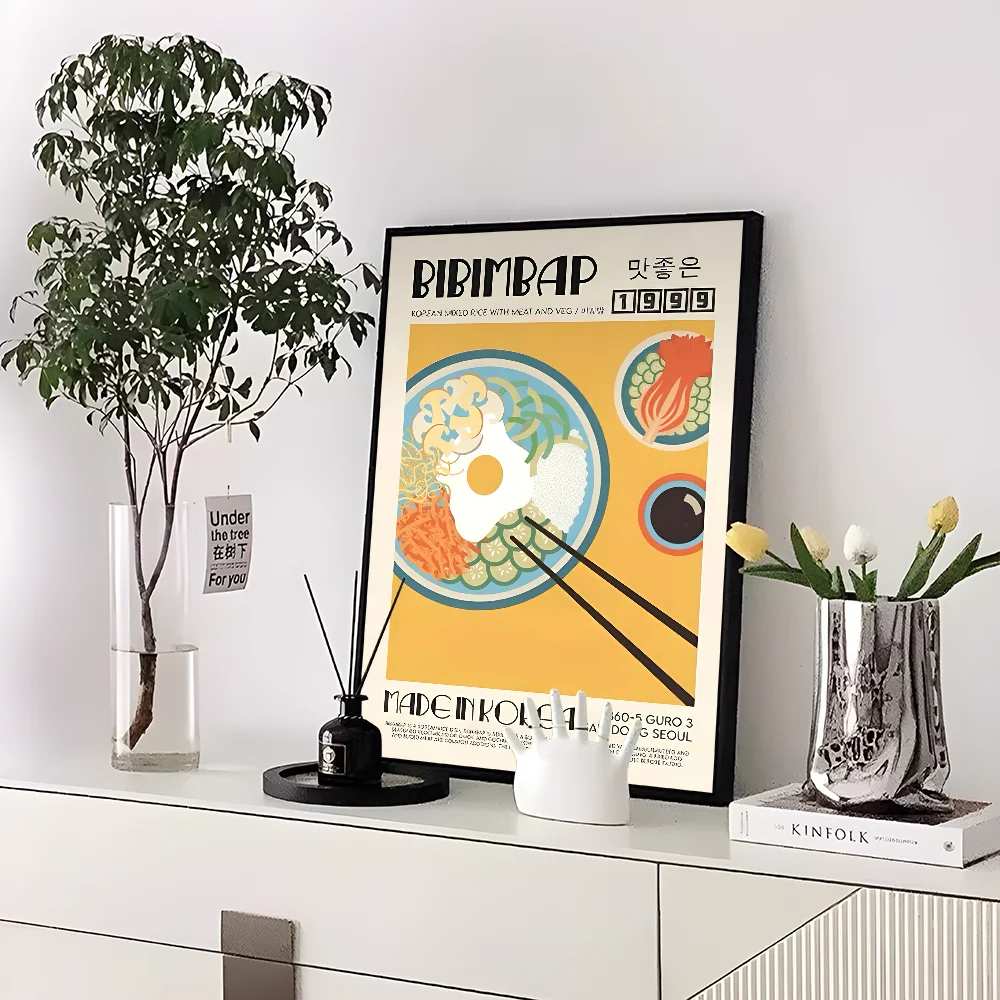 Sticker mural de paupières de papier blanc d'aliments japonais, autocollants muraux d'art, affiche pour la décoration de bar, décor de salon