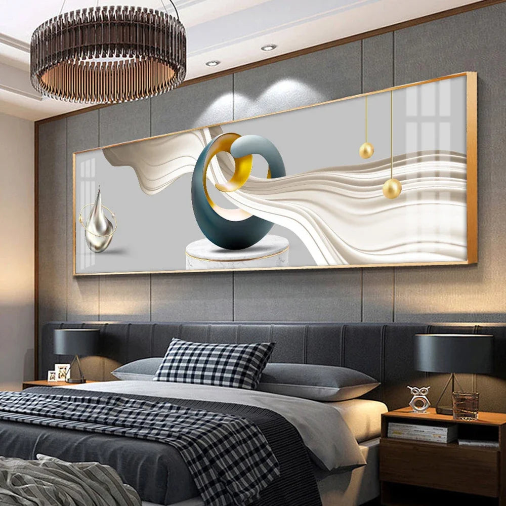 🖼️ Peinture sur Toile Dorée Art Géométrique Moderne & Luxe Abstrait.