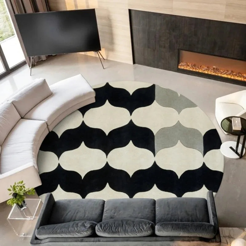 Tapis rond rayé en polyester – Confortable, antidérapant, Disponible en 9 modèles et 12 tailles.