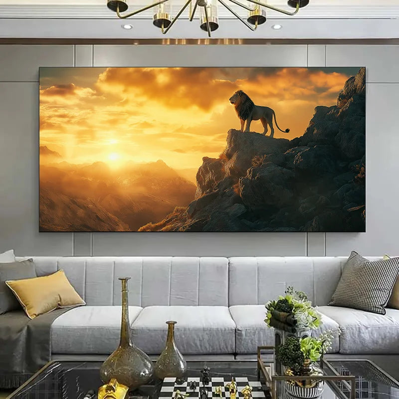 Toile Moderne Jeune Lion – Impression Abstraite Sans Cadre 60x120 cm.