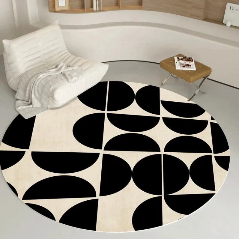 Tapis rond rayé en polyester – Confortable, antidérapant, Disponible en 9 modèles et 12 tailles.