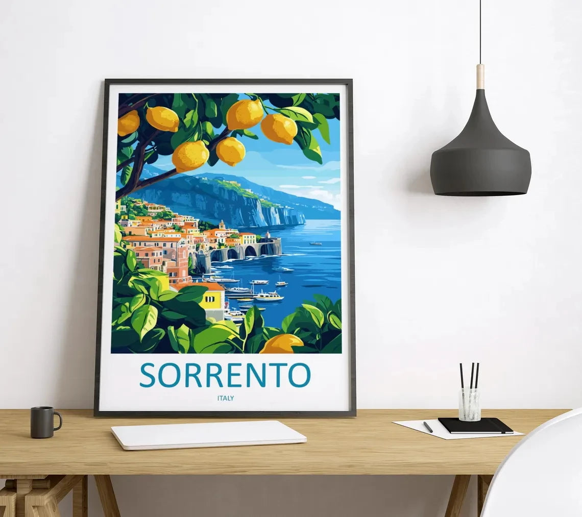 Toile Citronnier et Fruits Jaunes, Art Mural Naturel Méditerranéen.