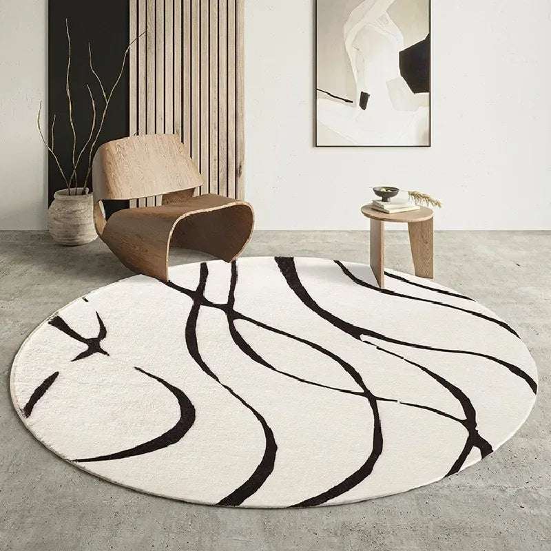 Tapis rond rayé en polyester – Confortable, antidérapant, Disponible en 9 modèles et 12 tailles.