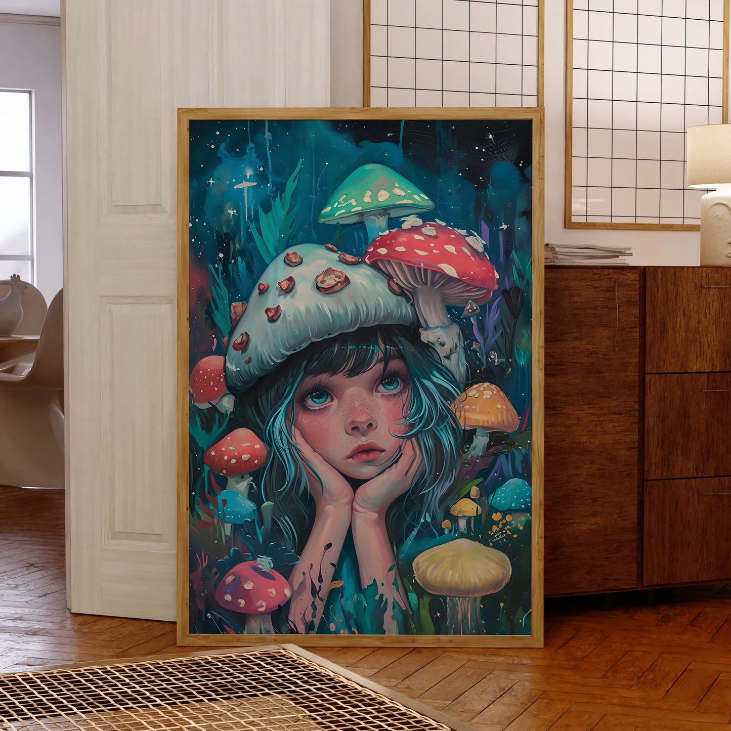 🎨 Toile Abstraite Psychédélique Bleue – Collection Kayas