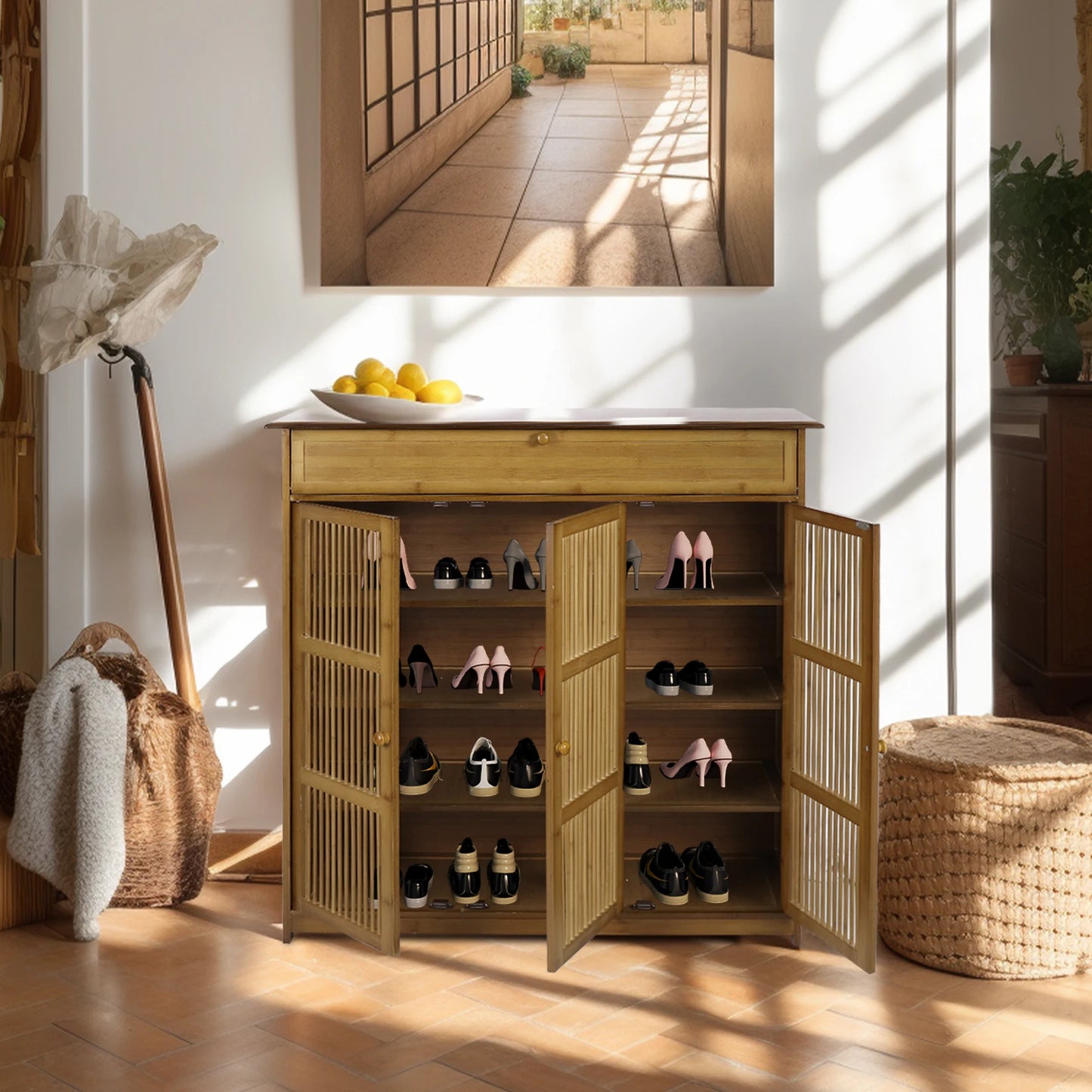 Bamboo Shoe Cabinet – Elegance and Storage