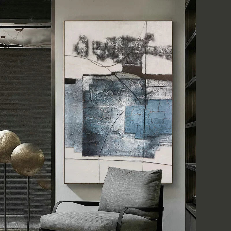 🖌️ Grande Peinture à l'Huile Abstraite – Art Mural Moderne 100% Peint à la Main.