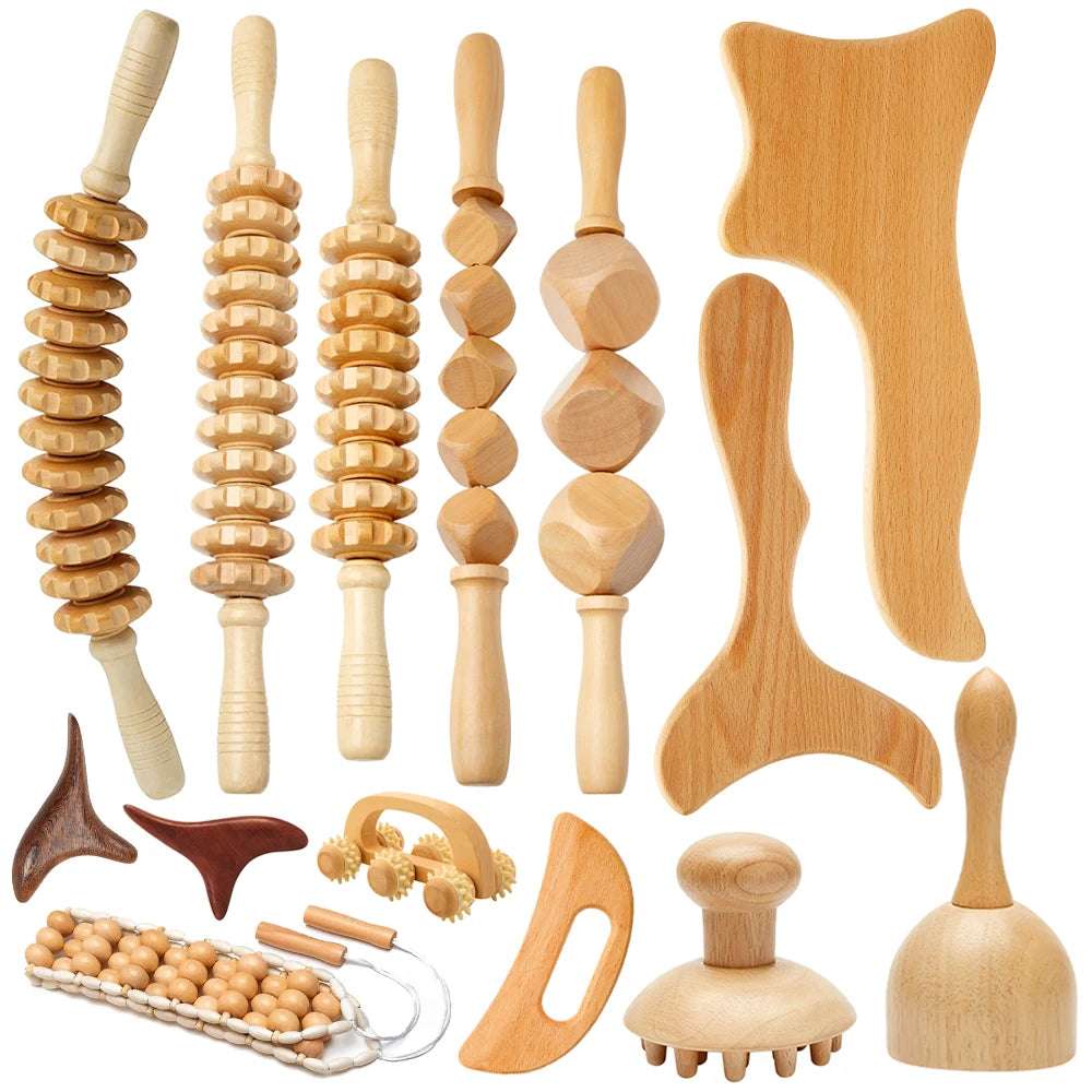 Masseur en Bois Thérapeutique – Drainage Lymphatique et Anti-Cellulite.