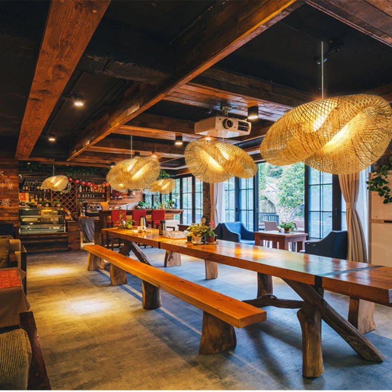 Woven Bamboo Chandelier – Natural and Handcrafted Elegance.