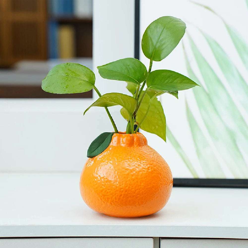 Vase en céramique orange pour la décoration intérieure, vase décoratif en forme de fruit, vase décoratif britannique, centres de table