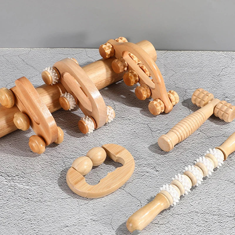 Wooden Massage Roller - Anti-Cellulite and Relaxation.