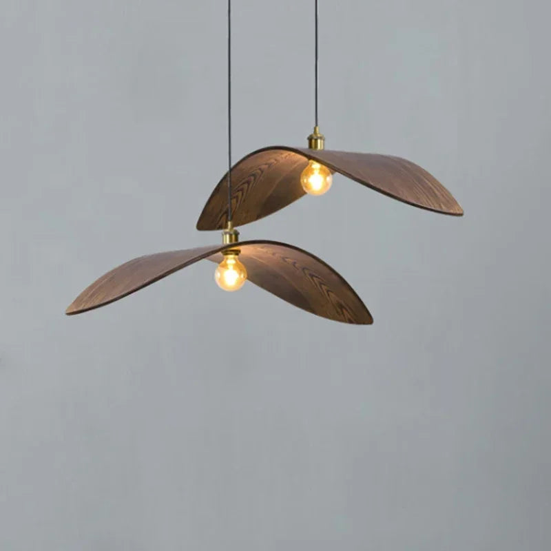 Walnut and Bamboo Wood Pendant Lamp – Natural Elegance and Unique Design.