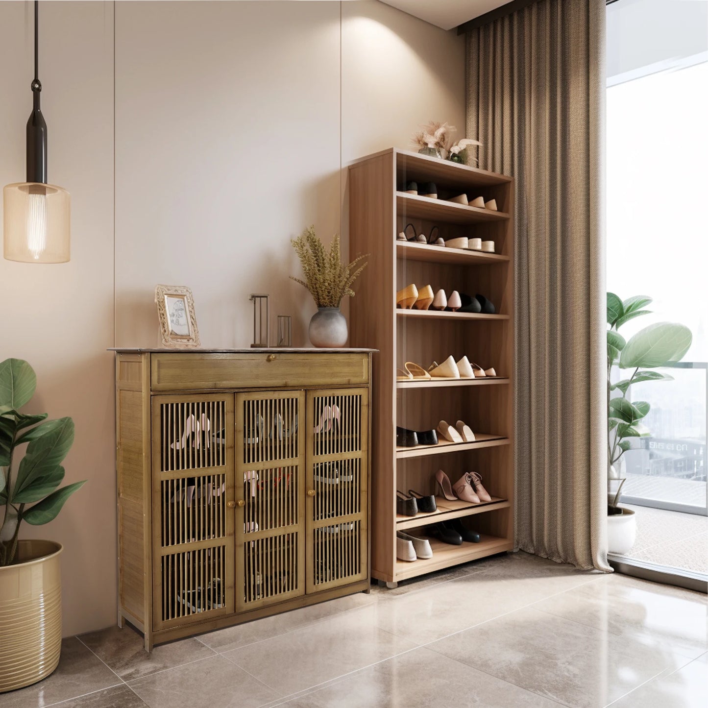Bamboo Shoe Cabinet – Elegance and Storage