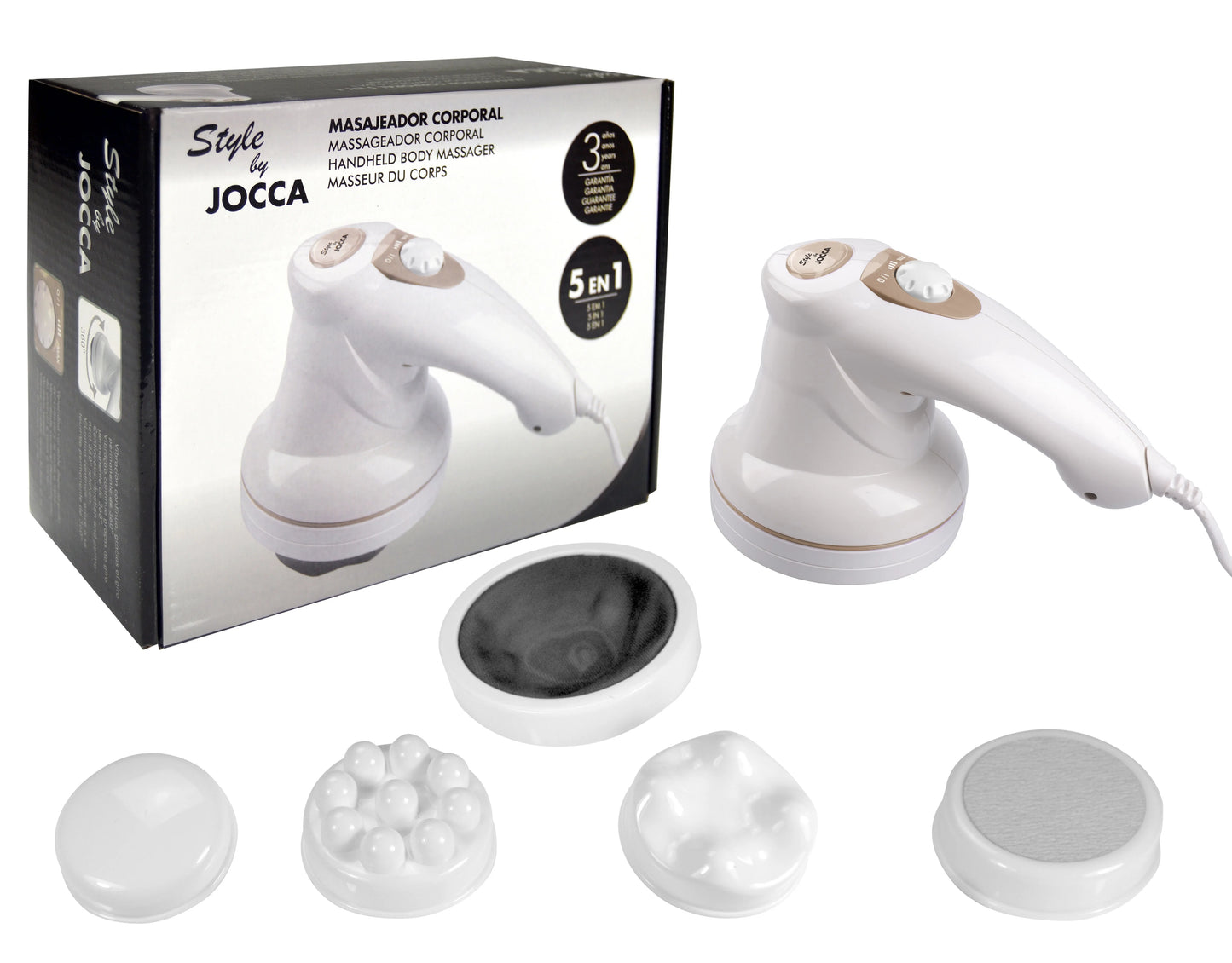 Masseur corporel multifonctionnel JOCCA avec têtes interchangeables pour exfolier.