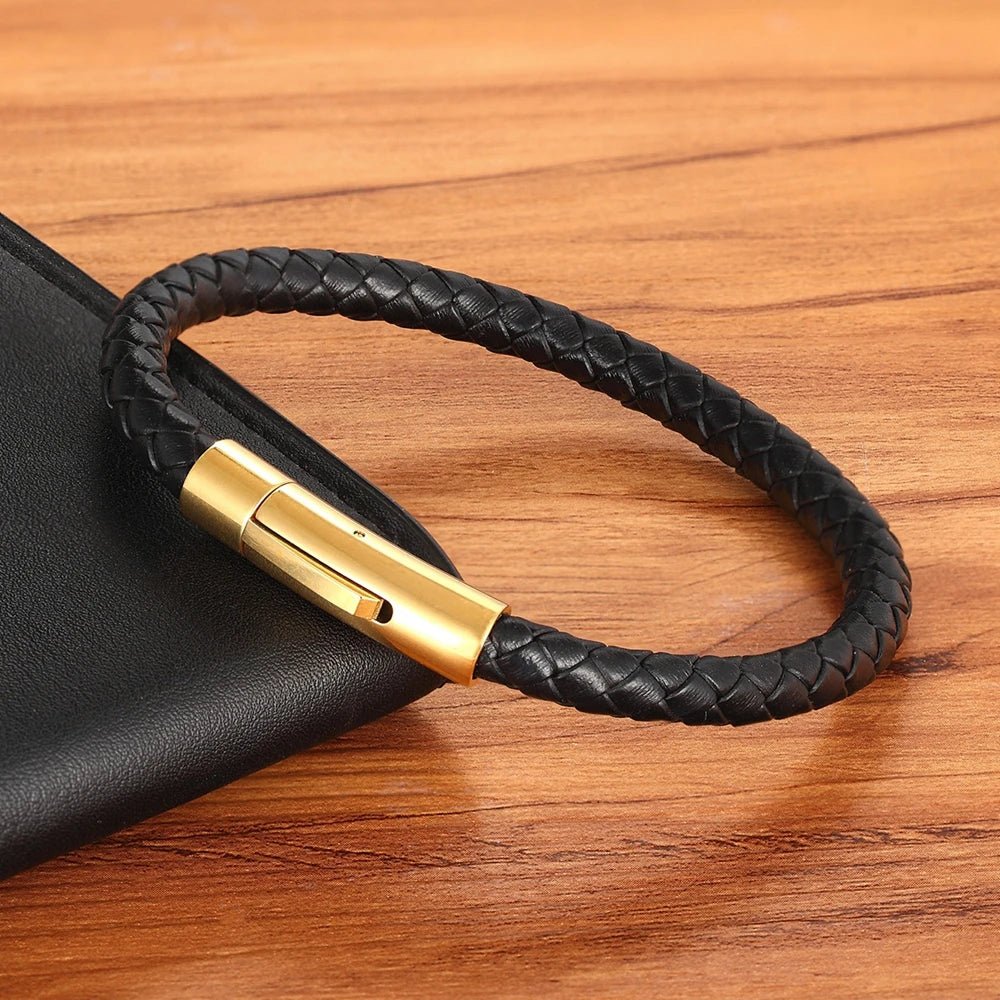 🖤 Bracelets Tressés en Cuir & Acier Inoxydable – Élégance Unisexe.