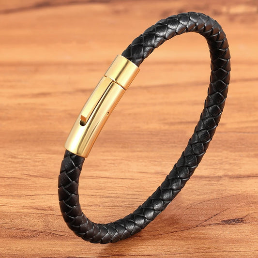 🖤 Bracelets Tressés en Cuir & Acier Inoxydable – Élégance Unisexe.