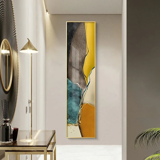 🌟 Art Mural Abstrait Doré Minimaliste – Toile HD pour Salon & Entrée.