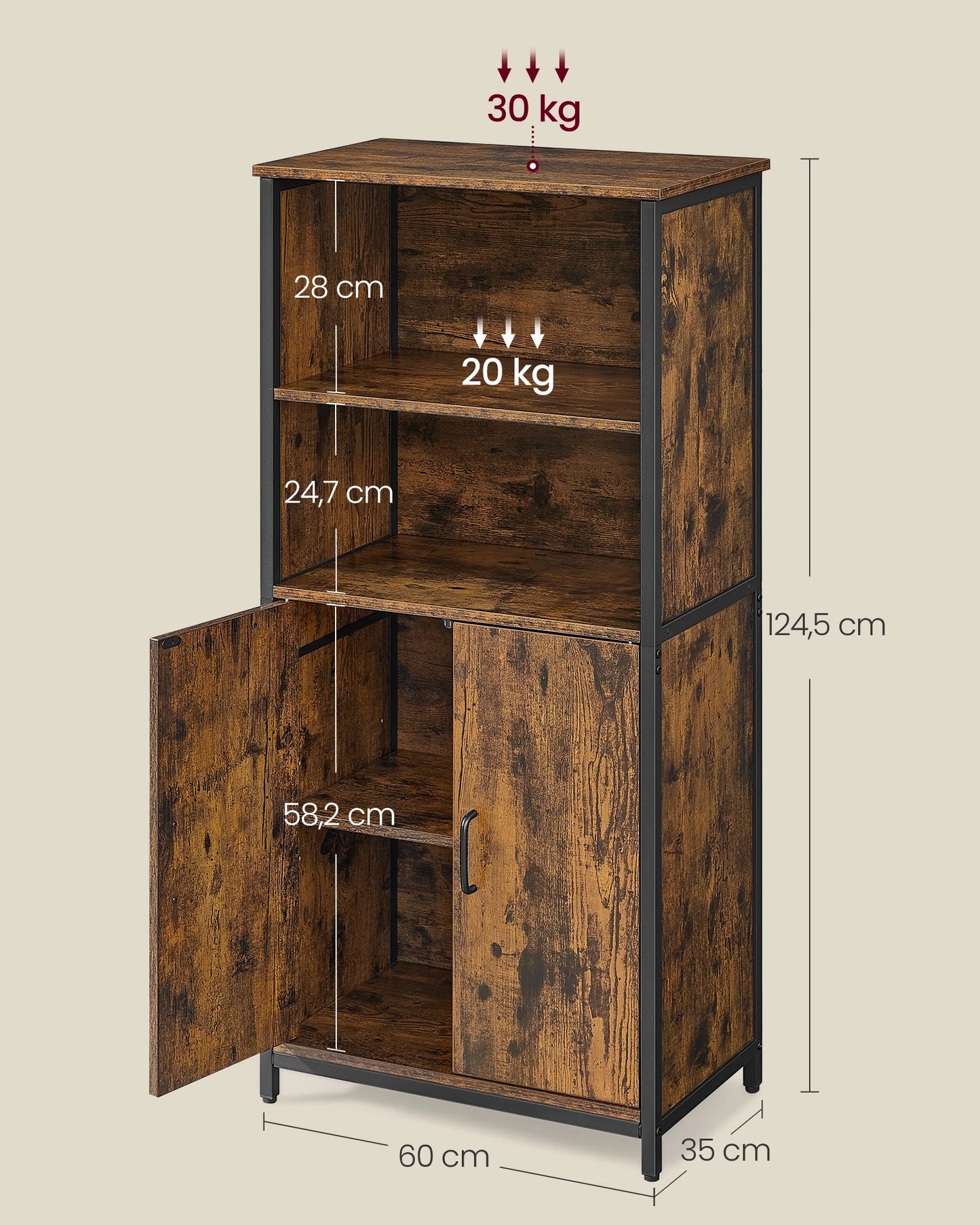 Meuble de Rangement – Bibliothèque & Placard avec Étagère Réglable.