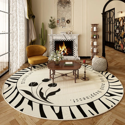 Tapis Rond Style Français – Doux, Lavable, Antidérapant.