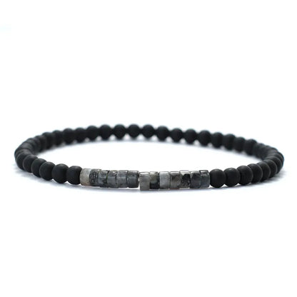 🖤 Bracelet en Onyx & Pierre Empereur – Élégance Artisanale.