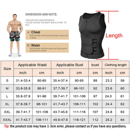 Gilet Minceur Homme – Sauna, Compression, Contrôle Ventre et Taille.