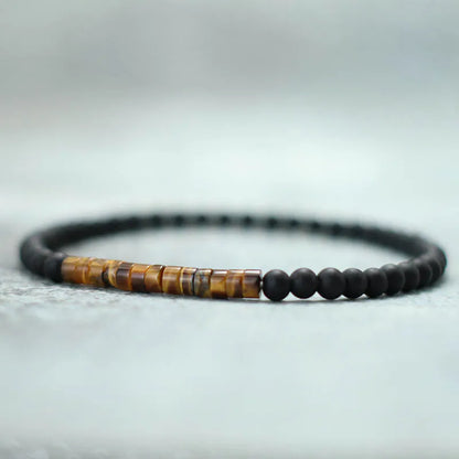 🖤 Bracelet en Onyx & Pierre Empereur – Élégance Artisanale.