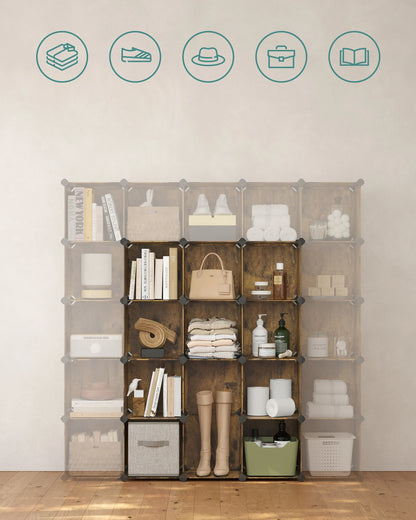 🧩 Armoire de Rangement Modulable 16 Cubes – Organisation Flexible et Design Intelligent.