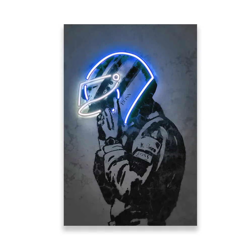 🏁 Toile Course F1 Néon – Art Moderne Graffiti & Ambiance Rétro.