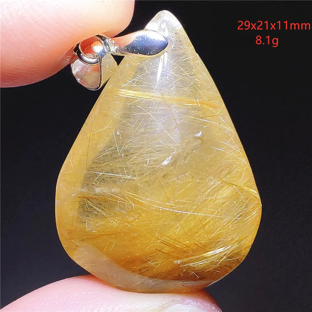 Pendentif en Quartz Rutilé Doré – Élégance, Protection &amp; Raffinement, 30 modèles différant.