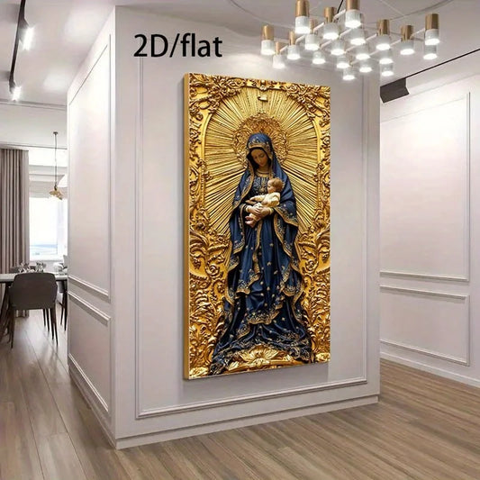 🙏 Toile Vierge Marie & Jeune Jésus.