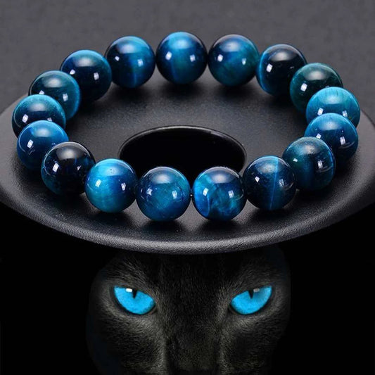 🧿 Bracelet Œil de Tigre Bleu Naturel – Protection & Élégance Minimaliste