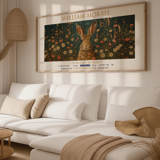 🐇 Affiche Vintage Lapin & Floral – William Morris Style.