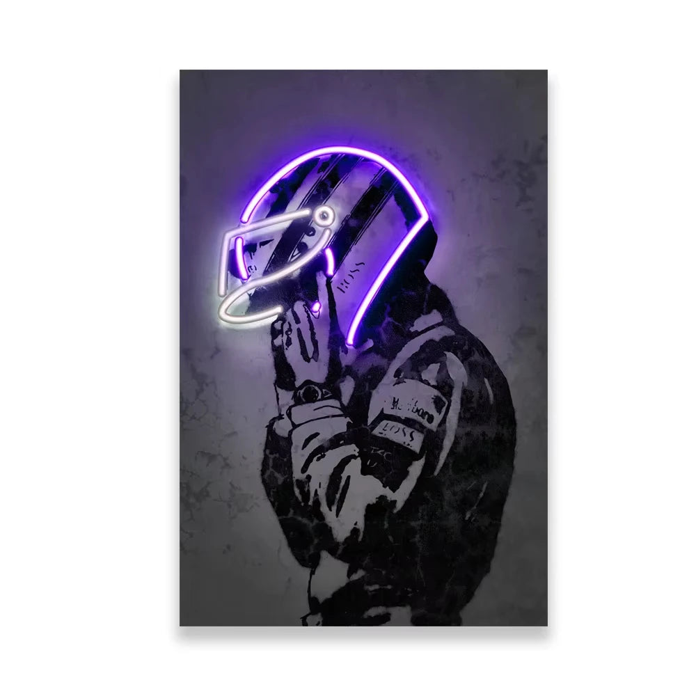 🏁 Toile Course F1 Néon – Art Moderne Graffiti & Ambiance Rétro.