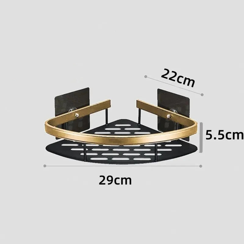 Étagères de salle de bain de luxe sans perçage en aluminium antirouille