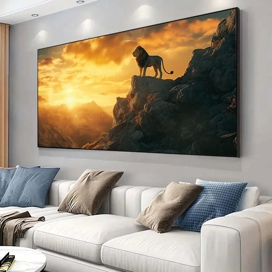Toile Moderne Jeune Lion – Impression Abstraite Sans Cadre 60x120 cm.