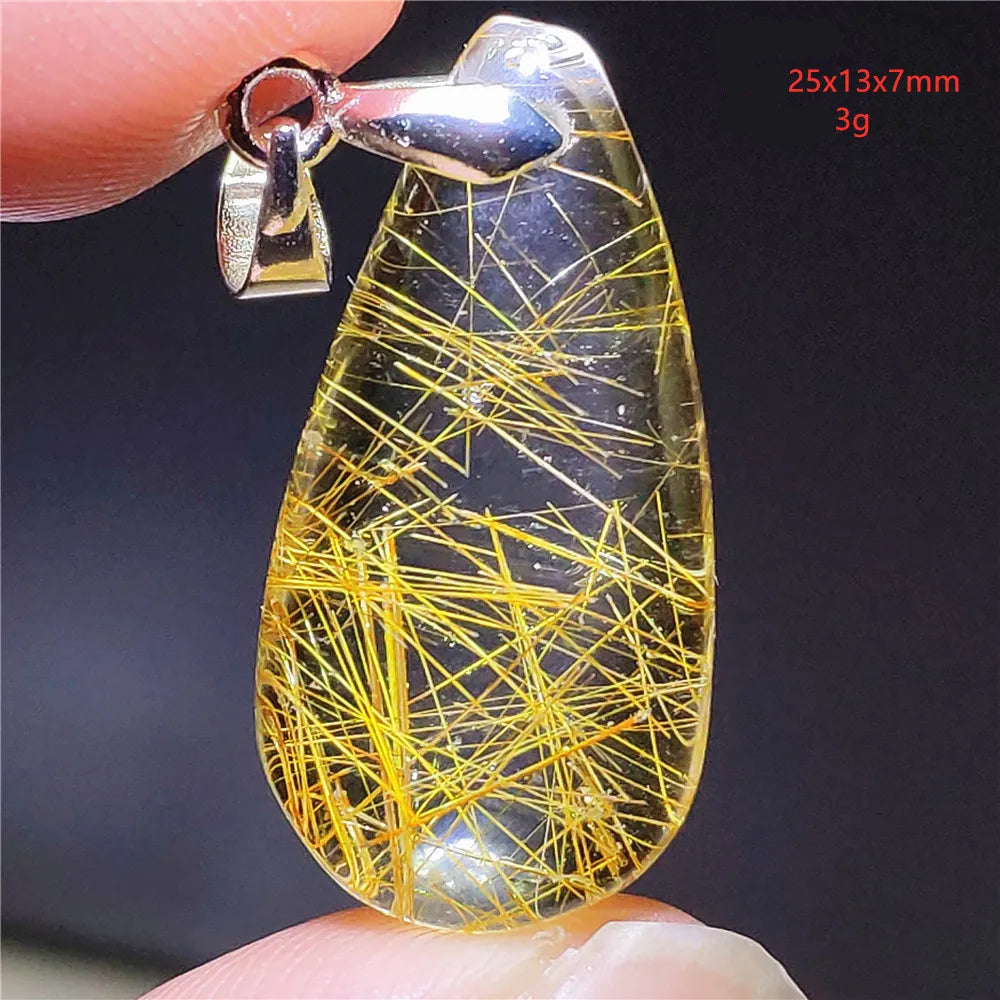 Pendentif en Quartz Rutilé Doré – Élégance, Protection &amp; Raffinement, 30 modèles différant.
