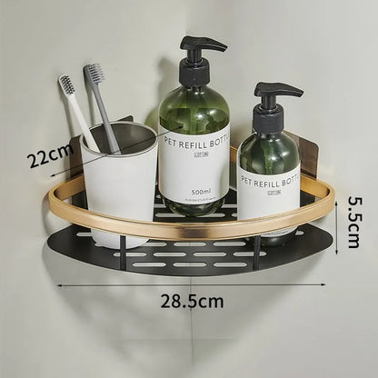 Étagères de salle de bain de luxe sans perçage en aluminium antirouille