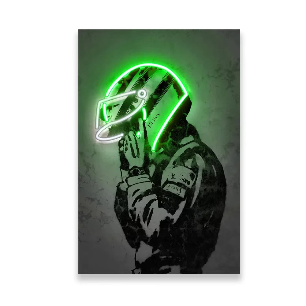 🏁 Toile Course F1 Néon – Art Moderne Graffiti & Ambiance Rétro.