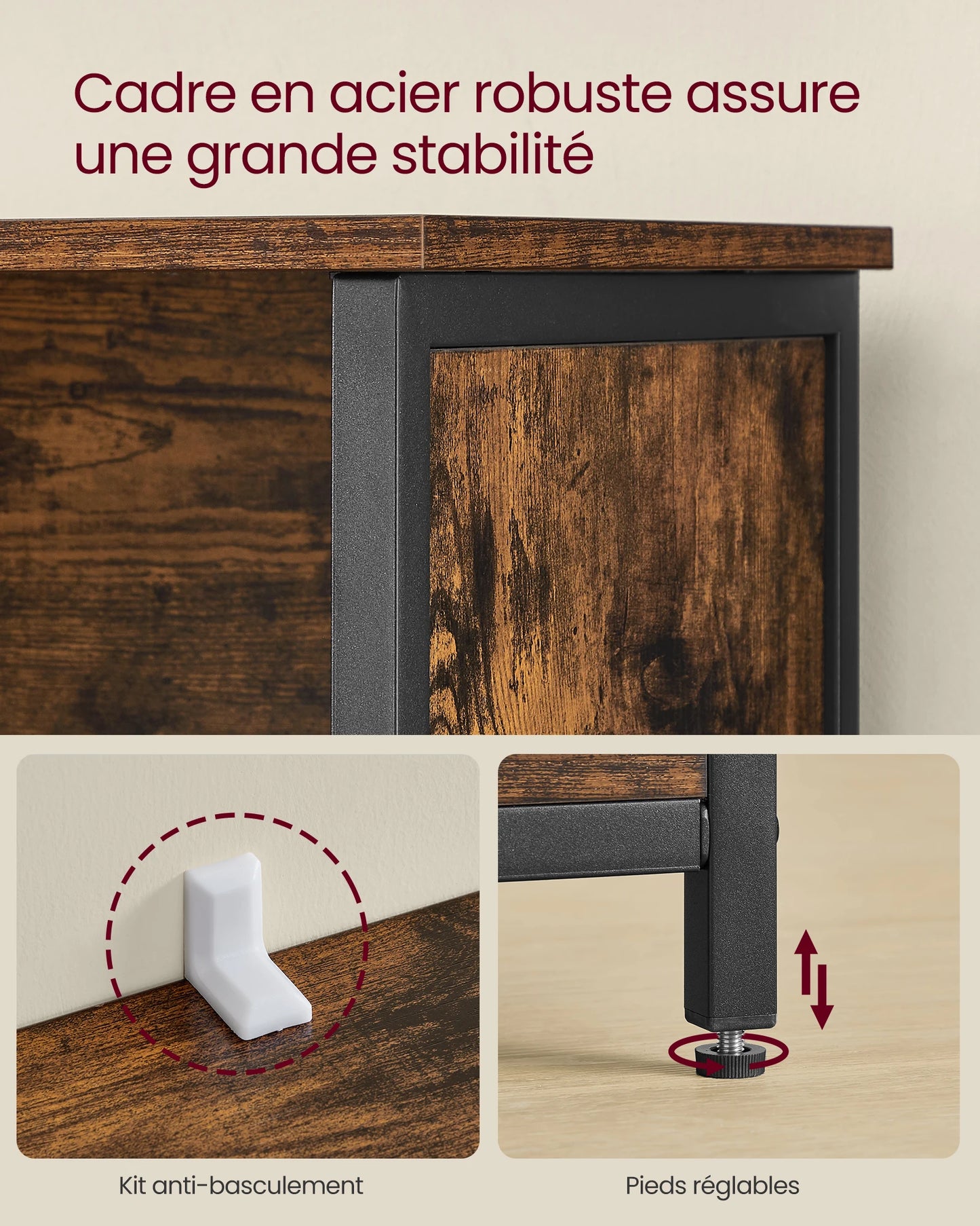 Meuble de Rangement – Bibliothèque & Placard avec Étagère Réglable.