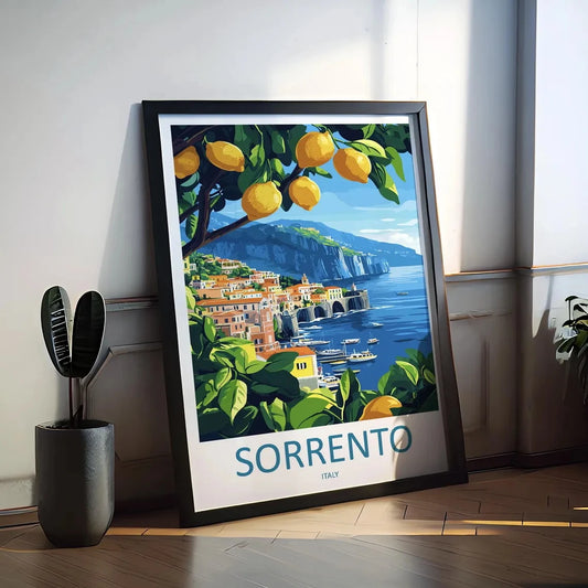 Toile Citronnier et Fruits Jaunes, Art Mural Naturel Méditerranéen.