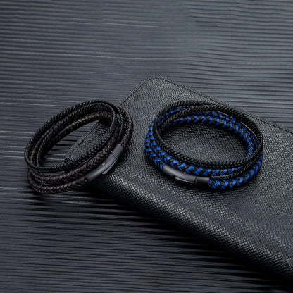 🖤 Bracelet en Cuir Double Couche pour Homme – Élégance et Simplicité.