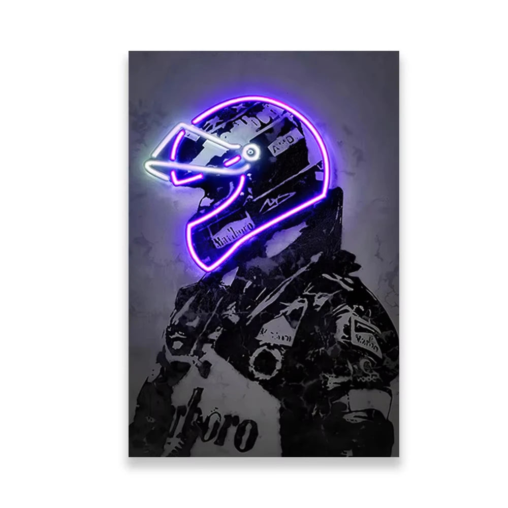 🏁 Toile Course F1 Néon – Art Moderne Graffiti & Ambiance Rétro.