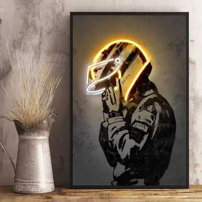 🏁 Toile Course F1 Néon – Art Moderne Graffiti & Ambiance Rétro.