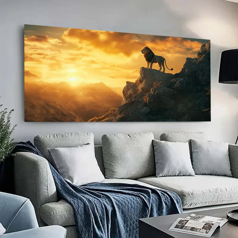 Toile Moderne Jeune Lion – Impression Abstraite Sans Cadre 60x120 cm.