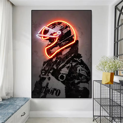 🏁 Toile Course F1 Néon – Art Moderne Graffiti & Ambiance Rétro.