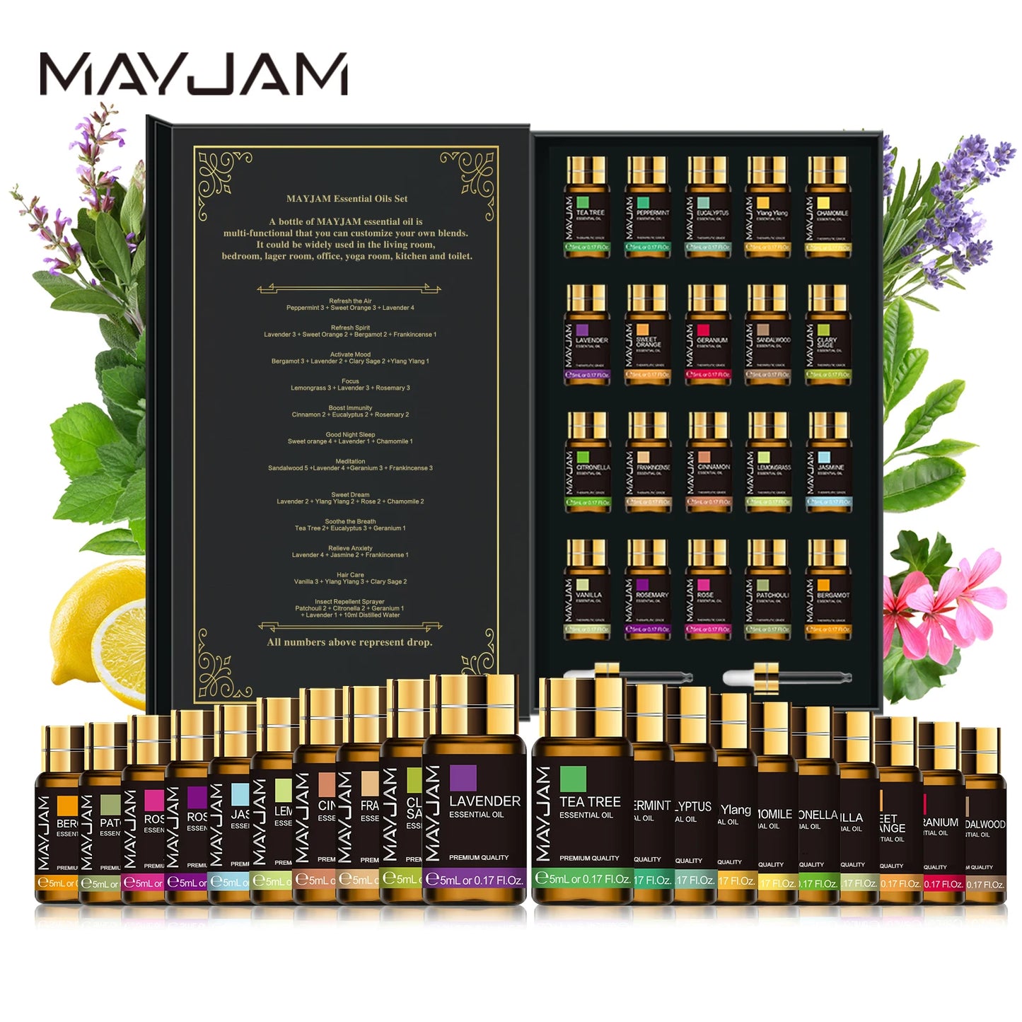 Kit de 20 Bouteilles d'Huiles Essentielles MAYJAM