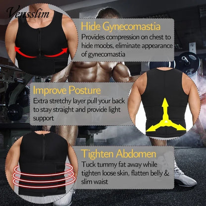 Gilet Minceur Homme – Sauna, Compression, Contrôle Ventre et Taille.
