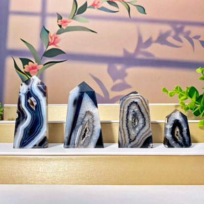 🖤 Onyx Noir Naturel – Géode d'Agate Unique pour Décoration & Énergie Spirituelle.