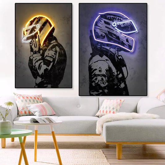 🏁 Toile Course F1 Néon – Art Moderne Graffiti & Ambiance Rétro.