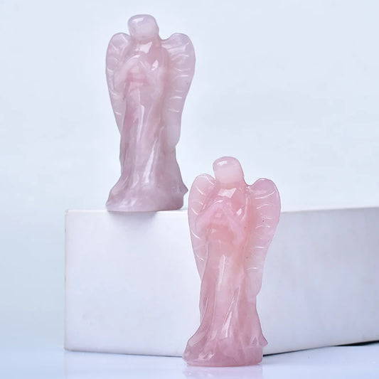 🕊️ Ange en Quartz Rose Naturel – Sculpture Artisanale & Bien-Être.